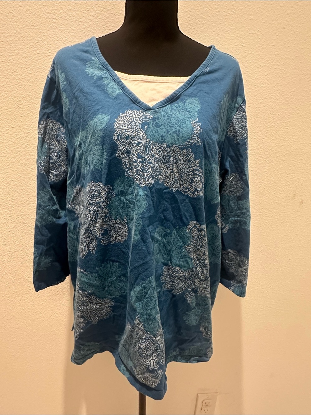 Women’s Blue Printed Blouse Top